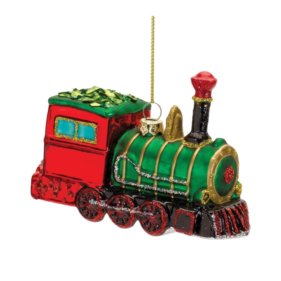 Melrose Glittered Glass TRain, Ornament, Set of 6, Green/Red - 86565DS