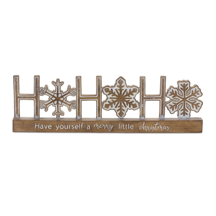 Melrose Ho Ho Ho Tabletop Sentiment Sign, Set of 2, Brown/White - 86578DS