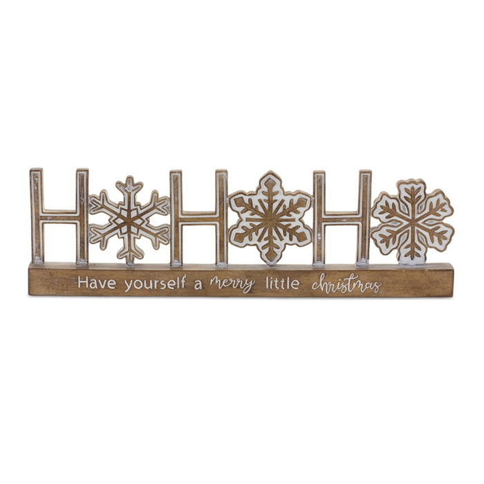 Melrose Ho Ho Ho Tabletop Sentiment Sign, Set of 2, Brown/White