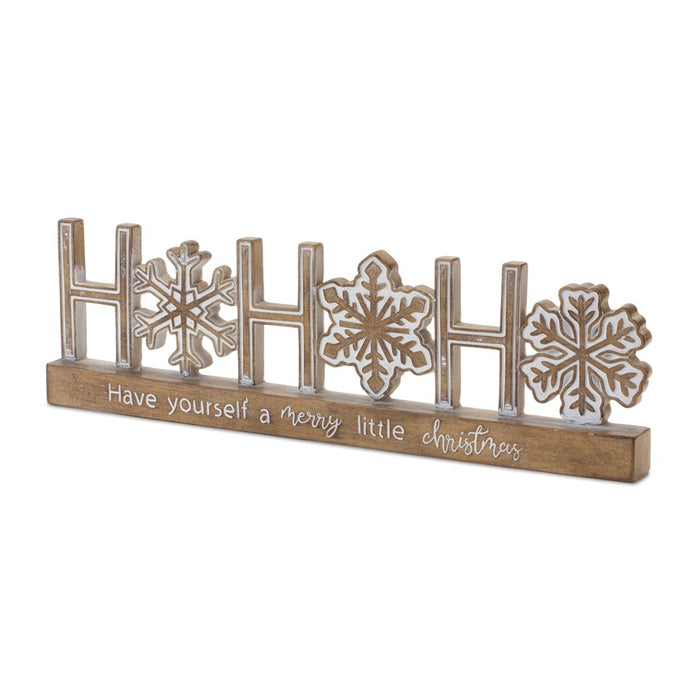 Melrose Ho Ho Ho Tabletop Sentiment Sign, Set of 2, Brown/White
