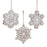 Melrose Glittered Snowflake Ornament, Set of 3, Brown/White - 86579DS
