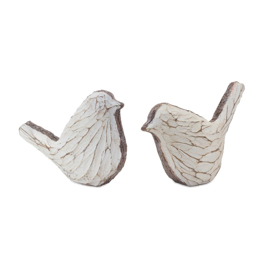 Melrose International Carved Bird Figurine, Set of 4, Cream/Brown - 86581DS