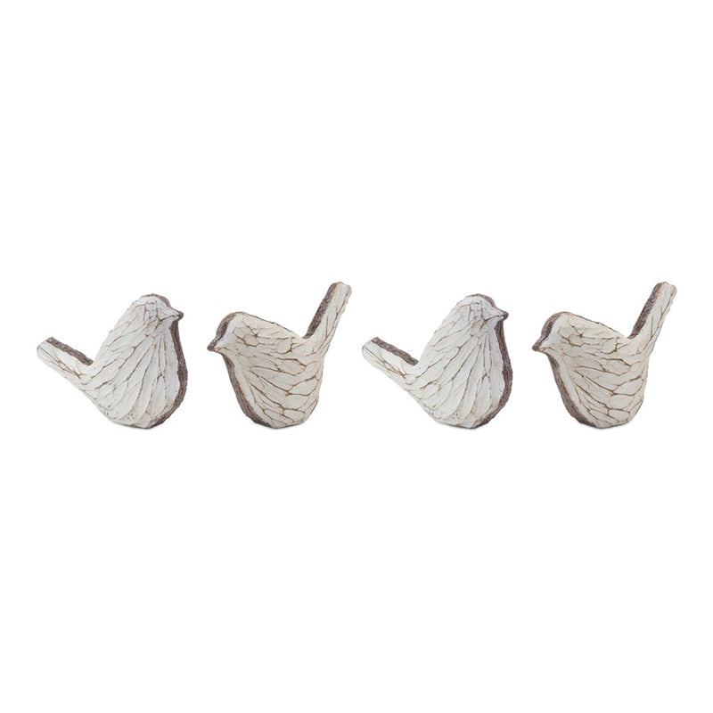 Melrose International Carved Bird Figurine, Set of 4, Cream/Brown