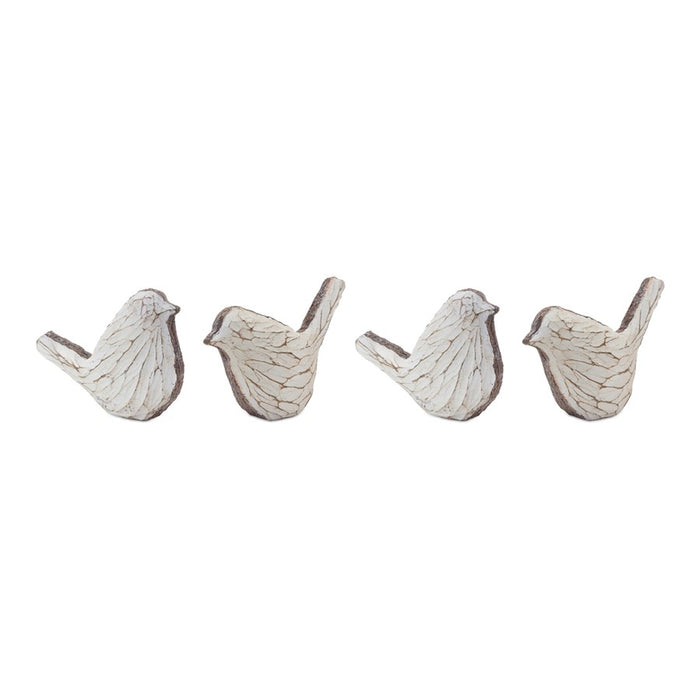 Melrose Carved Bird Figurine (Set of 4), Cream/Brown