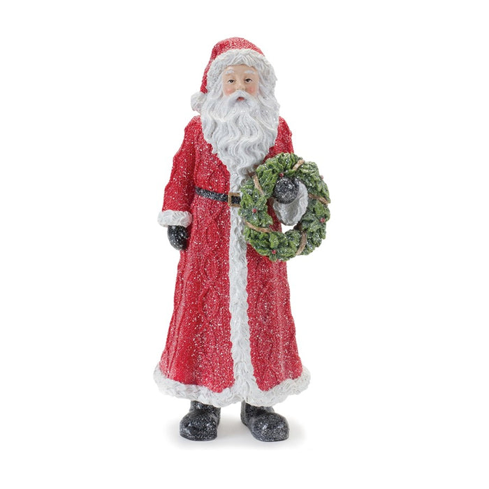 Melrose Glitter Santa Figurine/Pine Accent, Set of 3, Red/Green