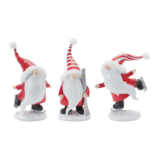 Melrose Int. Winter Sport Gnome Figurines, Set of 3, Red/White - 86585DS