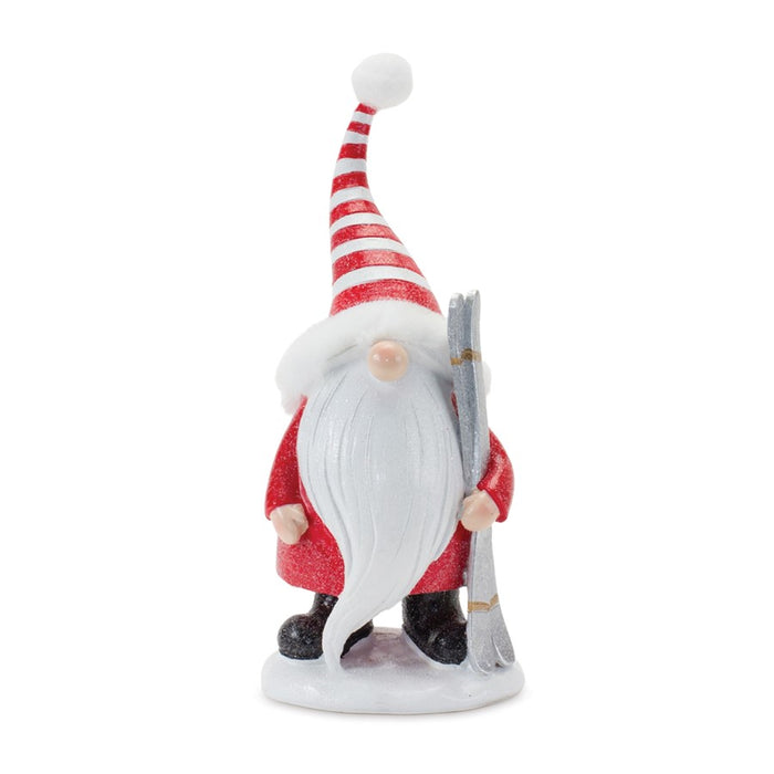 Melrose Int. Winter Sport Gnome Figurines, Set of 3, Red/White