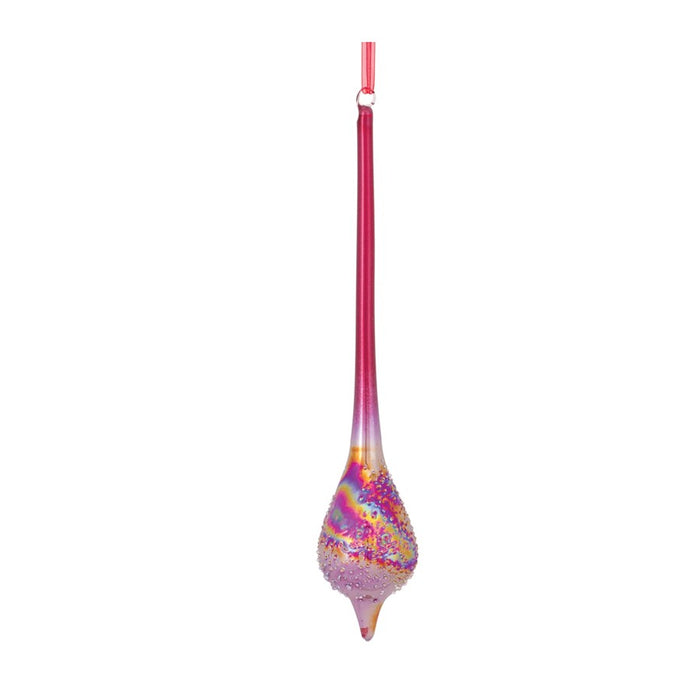 Melrose Irridescent Glass Drop Ornament, Set of 12, Red/Silver