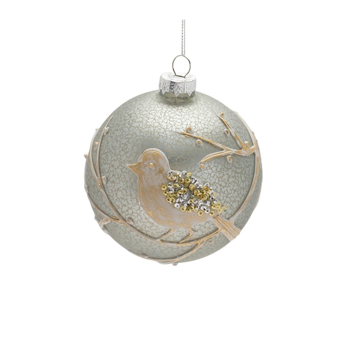 Melrose International Beaded Glass Bird Ornament, Set of 6, Ice Blue