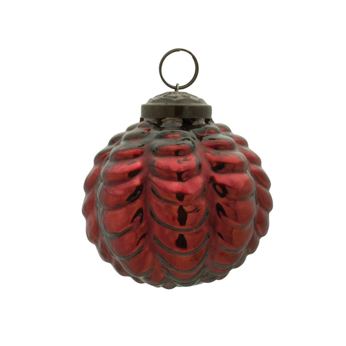 Melrose International Scalloped Glass Ball Ornament, Set of 12, Red