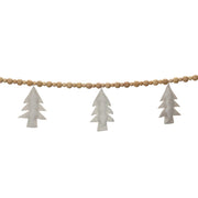 Melrose Wood Beaded Wool Tree Garland, Set of 2, White/Brown - 86617DS