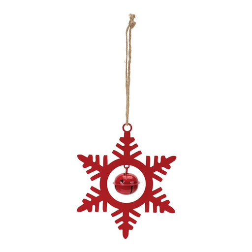 Melrose International Metal Snowflake/Bell Ornament, Set of 12, Red