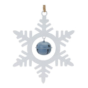 Melrose Metal Snowflake/Bell Ornament, Set of 12, White/Blue - 86623DS