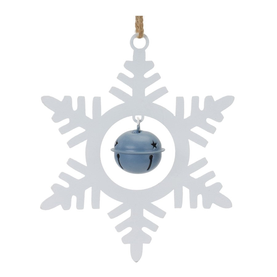 Melrose Metal Snowflake/Bell Ornament, Set of 12, White/Blue - 86623DS