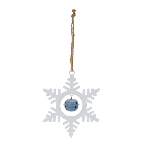 Melrose Metal Snowflake/Bell Ornament, Set of 12, White/Blue