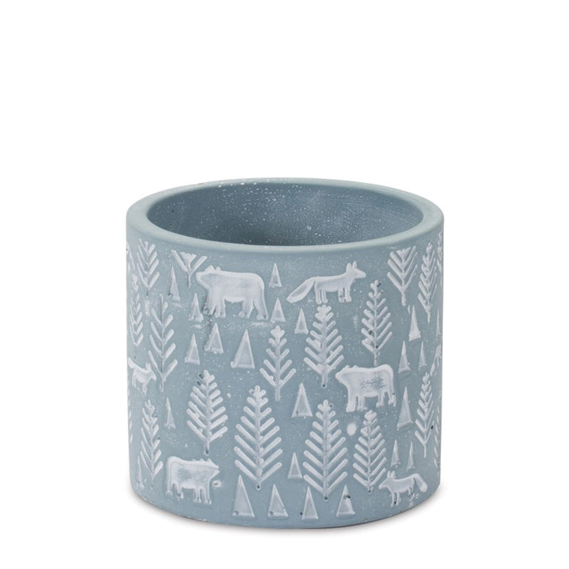 Melrose Woodland Winter Stone Planter, Set of 2, Blue/White