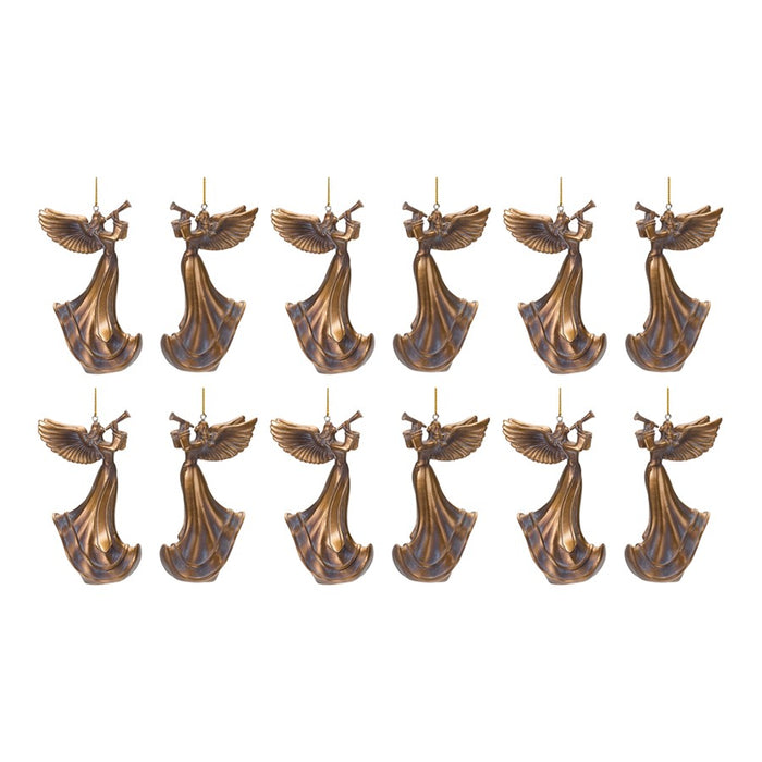 Melrose International Bronze Trumpet Angel Ornament, Set of 6