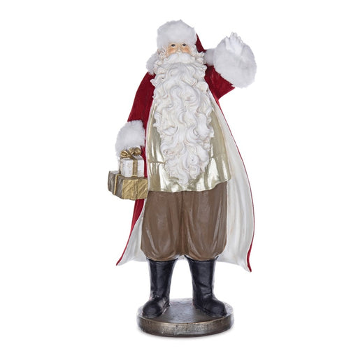 Melrose International Santa Statue/Presents 17"H, Red/White - 86634DS