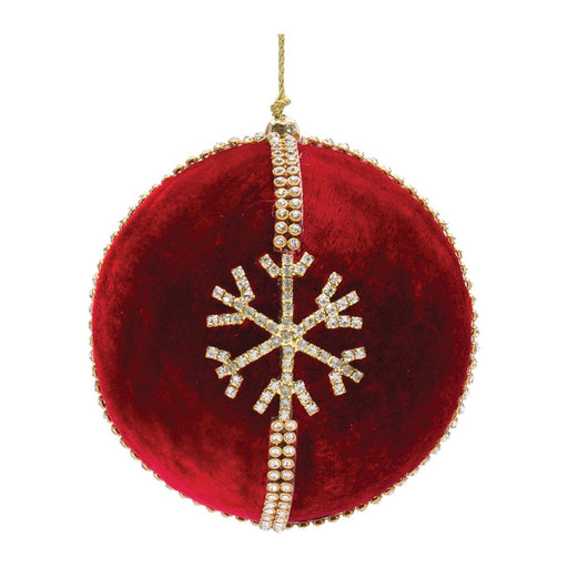 Melrose Jeweled Snowflake Ball Ornament, Set of 4, Red/Gold - 86645DS