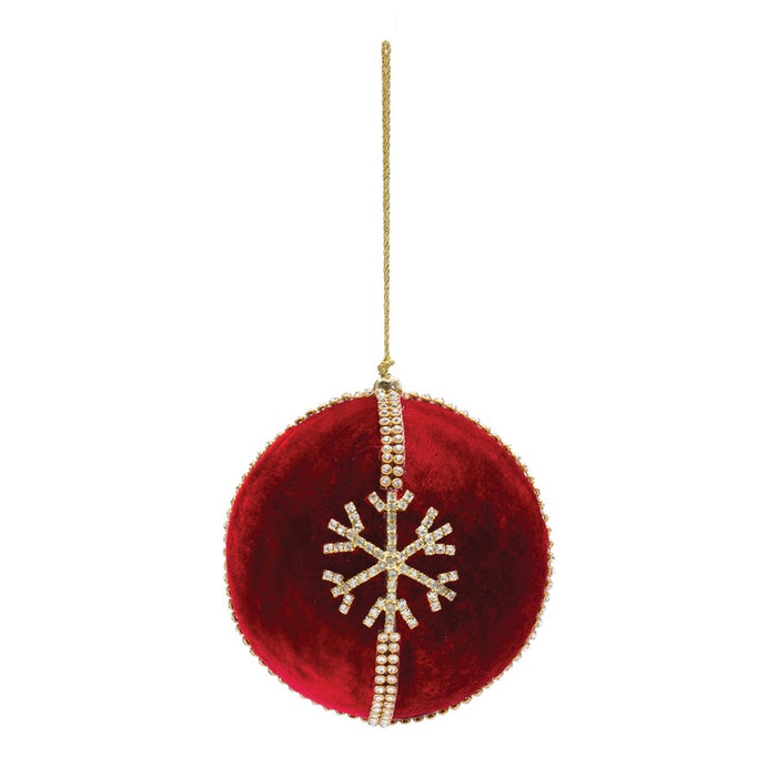 Melrose Jeweled Snowflake Ball Ornament, Set of 4, Red/Gold
