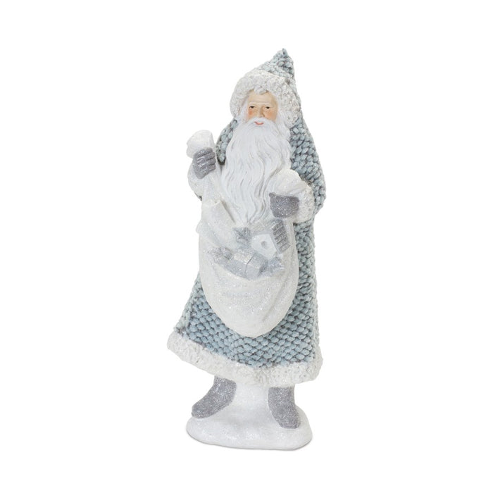 Melrose Int. Santa/Sweater Coat Figurine, Set of 2, Blue/White