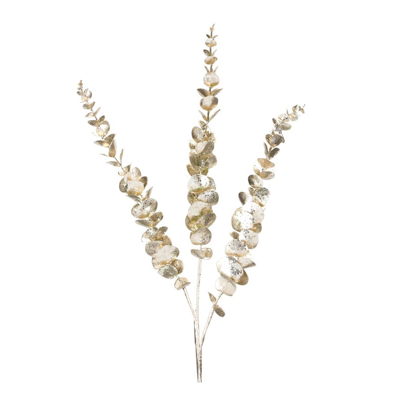 Melrose International Glittered Eucalyptus Spray, Set of 6, Champagne - 86658DS
