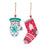 Melrose Wood Mitten/Stocking Ornaments, Set of 12, Green/Red/White