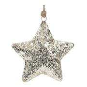 Melrose International Mosaic Metal Star Ornament, Set of 4, Silver - 86665DS