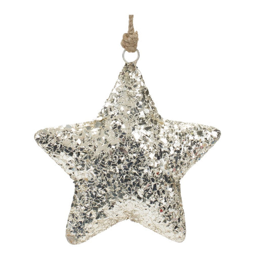 Melrose International Mosaic Metal Star Ornament, Set of 4, Silver - 86665DS