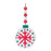 Melrose Wood Beaded Snowflake Ornament, Set of 12, Red/White/Green