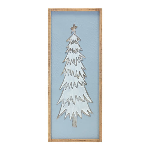 Melrose Framed Pine Tree Wall Decor 26.75"H, Blue/Brown/White - 86672DS