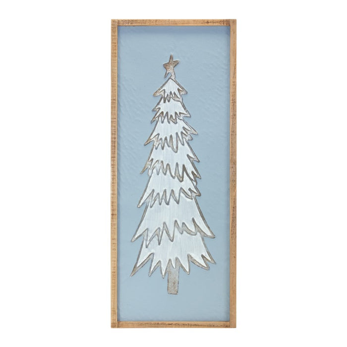 Melrose Framed Pine Tree Wall Decor 26.75"H, Blue/Brown/White - 86672DS