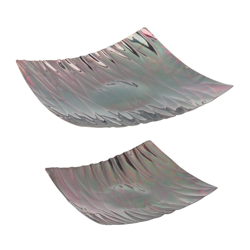 Melrose International Wavy Metal Tray, Set of 2, CoppeRed - 86675DS