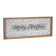Melrose Ornate Metal Merry Christmas Sign 19.75"L, White/Silver - 86680DS