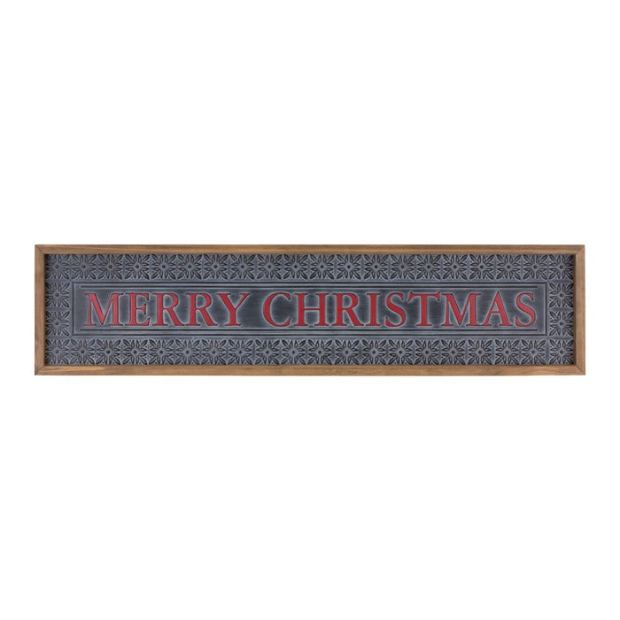 Melrose Ornate Metal Merry Christmas Sign 34"L, Black/Red/White - 86681DS