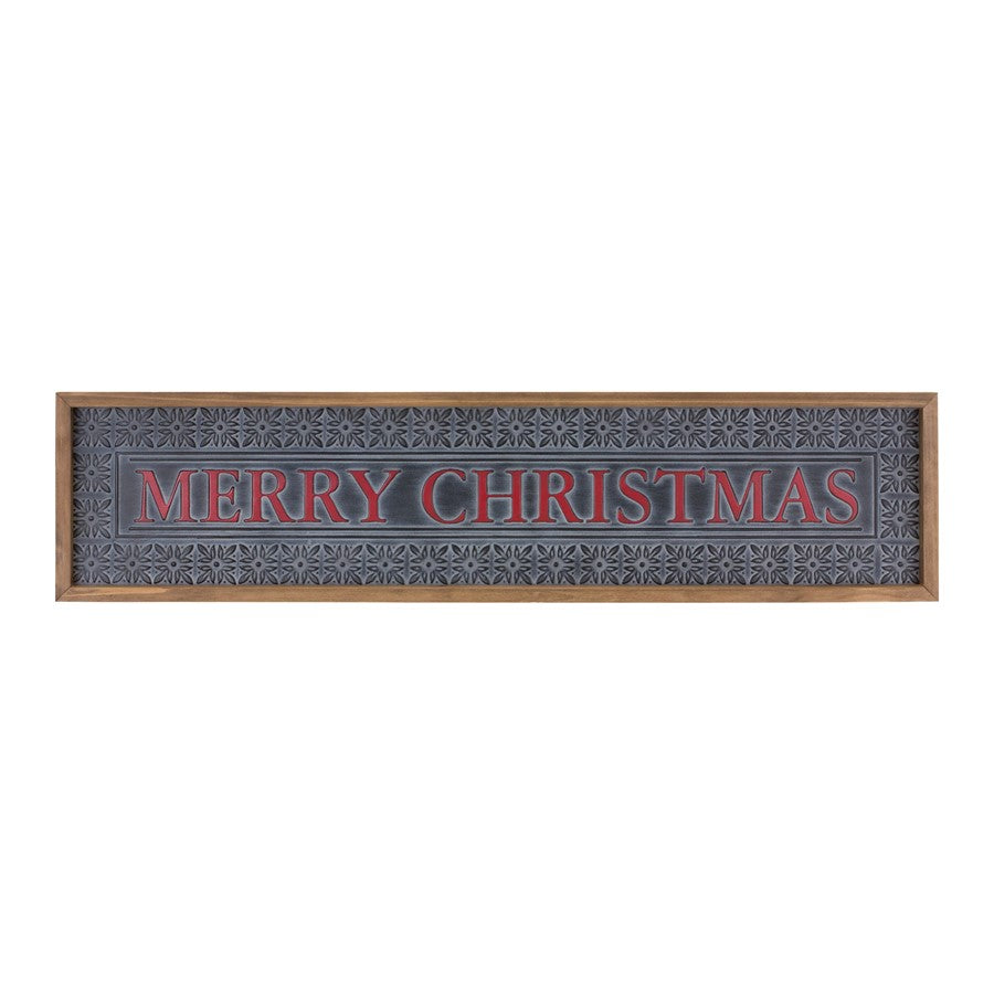 Melrose Ornate Metal Merry Christmas Sign 34"L, Black/Red/White - 86681DS