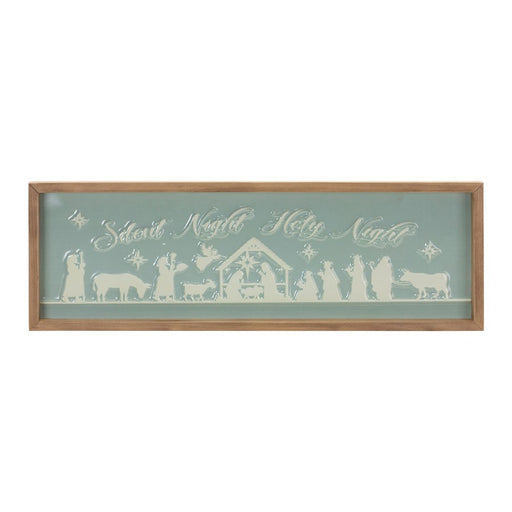 Melrose International Framed Silent Night Sign 20"L, Green/Brown - 86685DS