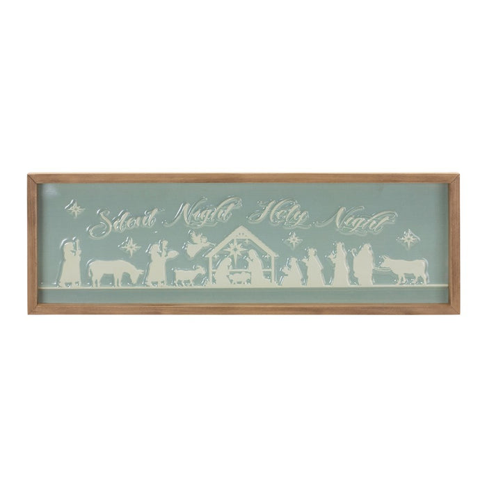 Melrose International Framed Silent Night Sign 20"L, Green/Brown - 86685DS
