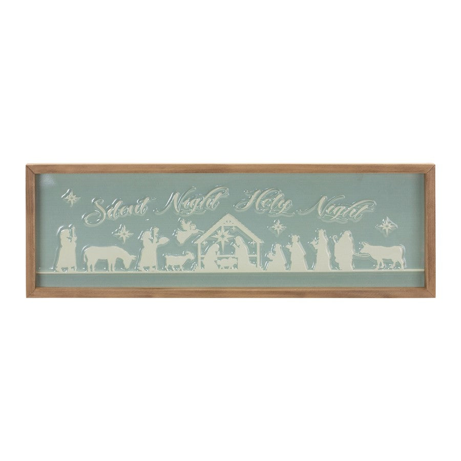 Melrose International Framed Silent Night Sign 20"L, Green/Brown - 86685DS