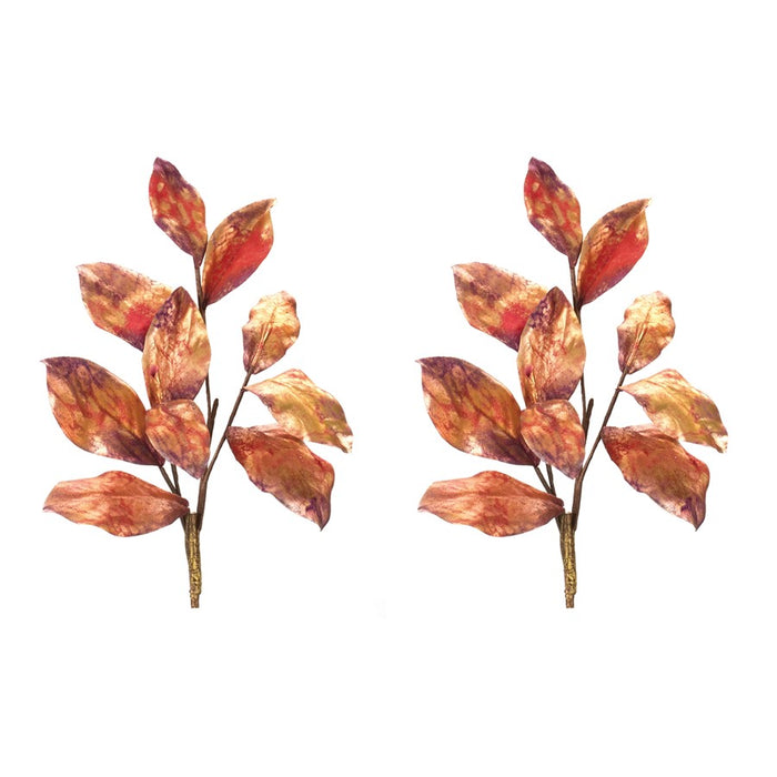 Melrose International Metallic Harvest Leaf Spray, Set of 2, Red/Brown