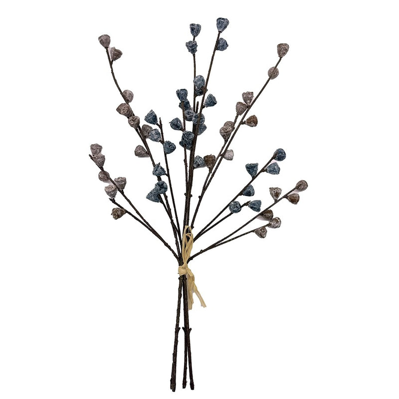 Melrose International Winter Berry Pod Bundle, Set of 2, Blue/Brown - 86707DS