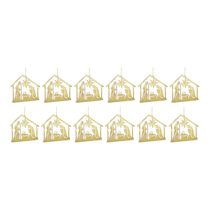 Melrose Metal Holy Family Cut Out Ornament, Set of 12, Gold