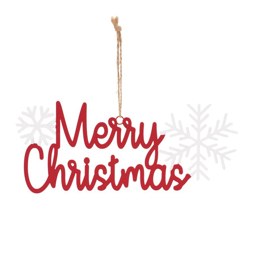Melrose Metal Holiday Sentiment Ornament, Set of 12, Red/White