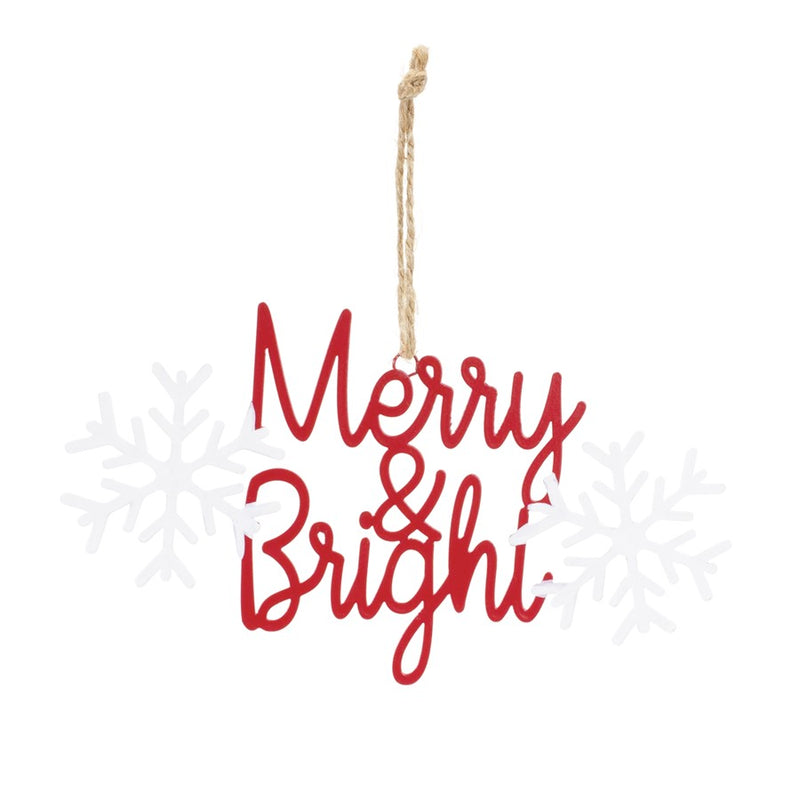 Melrose Metal Holiday Sentiment Ornament, Set of 12, Red/White