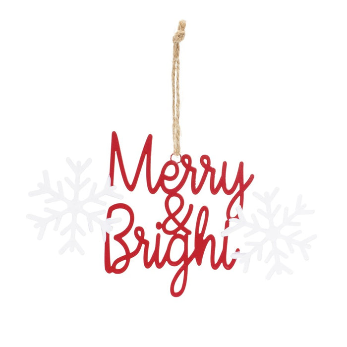 Melrose Metal Holiday Sentiment Ornament, Set of 12, Red/White