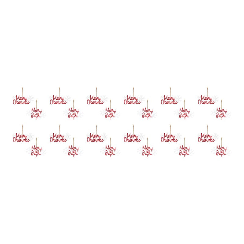 Melrose Metal Holiday Sentiment Ornament, Set of 12, Red/White