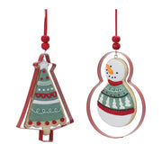 Melrose Metal Cookie Cutter Ornament, Set of 12, Red/White/Green - 86717DS