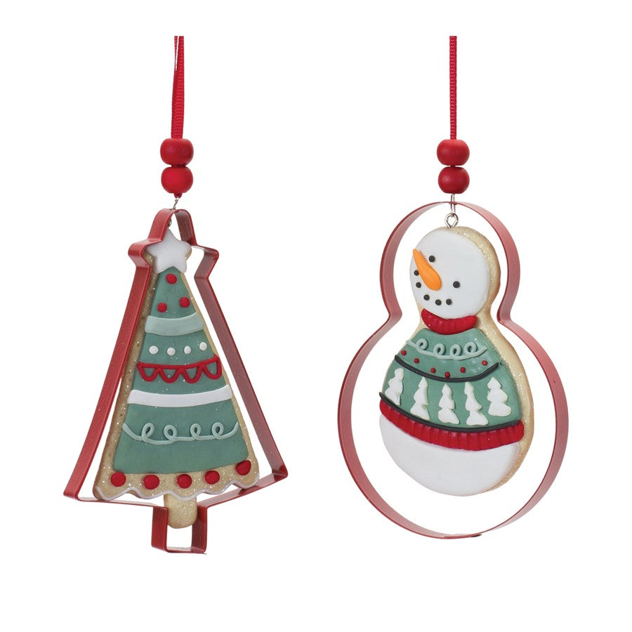 Melrose Metal Cookie Cutter Ornament, Set of 12, Red/White/Green - 86717DS