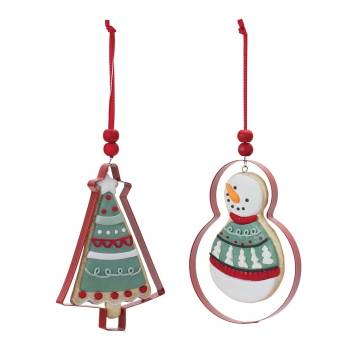 Melrose Metal Cookie Cutter Ornament, Set of 12, Red/White/Green