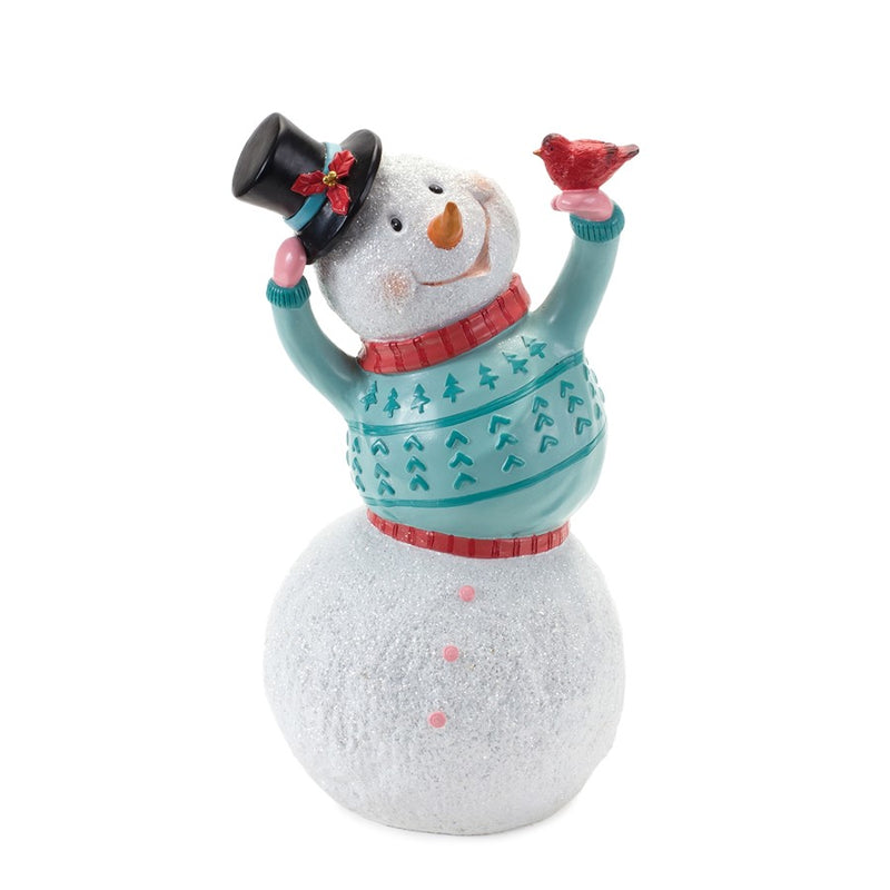 Melrose International Whimsical Snowman Figurine, Set of 2, Blue/White